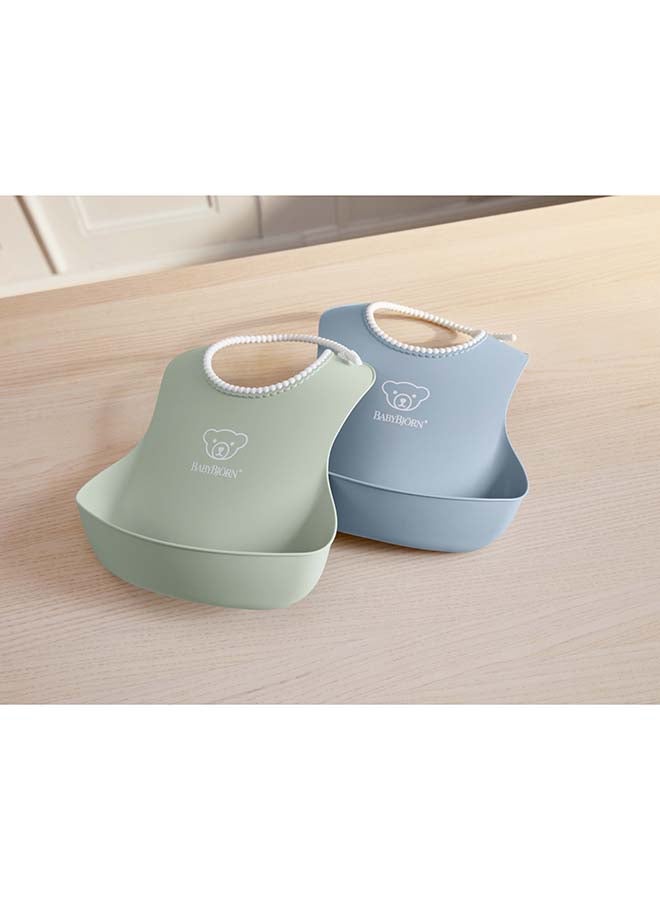 BABYBJORN Baby Bib, 2-pack, Powder Green / Powder Blue - Image 2